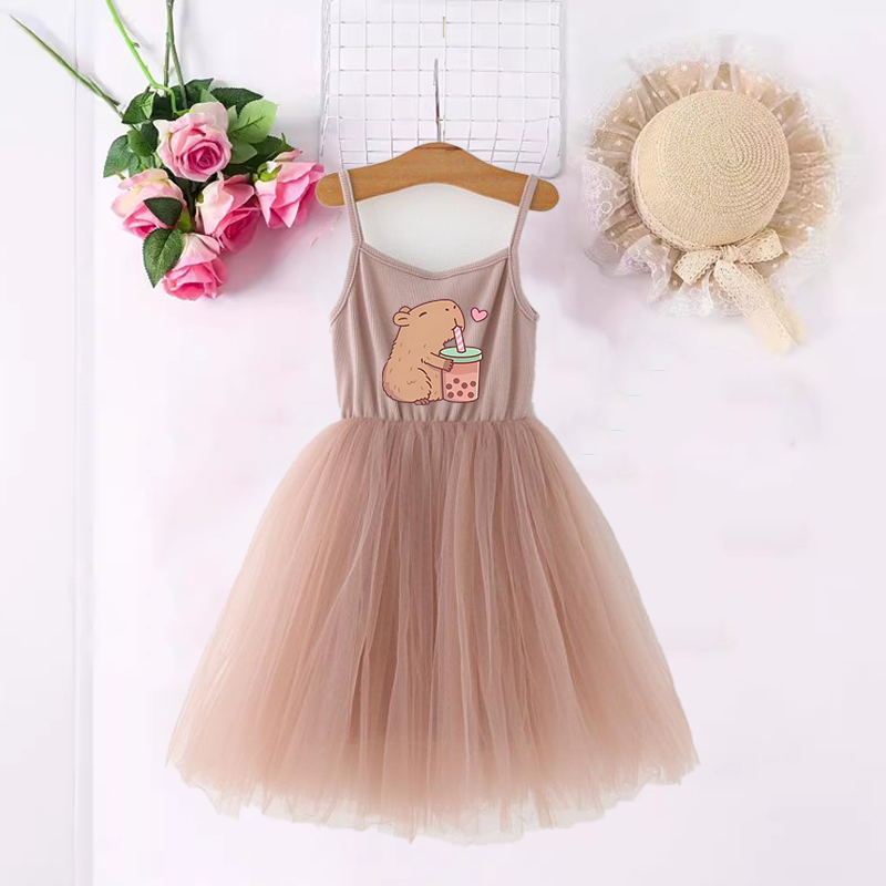 Baby Clothing In Summer - Vestidos Capybara para niñas con estampado