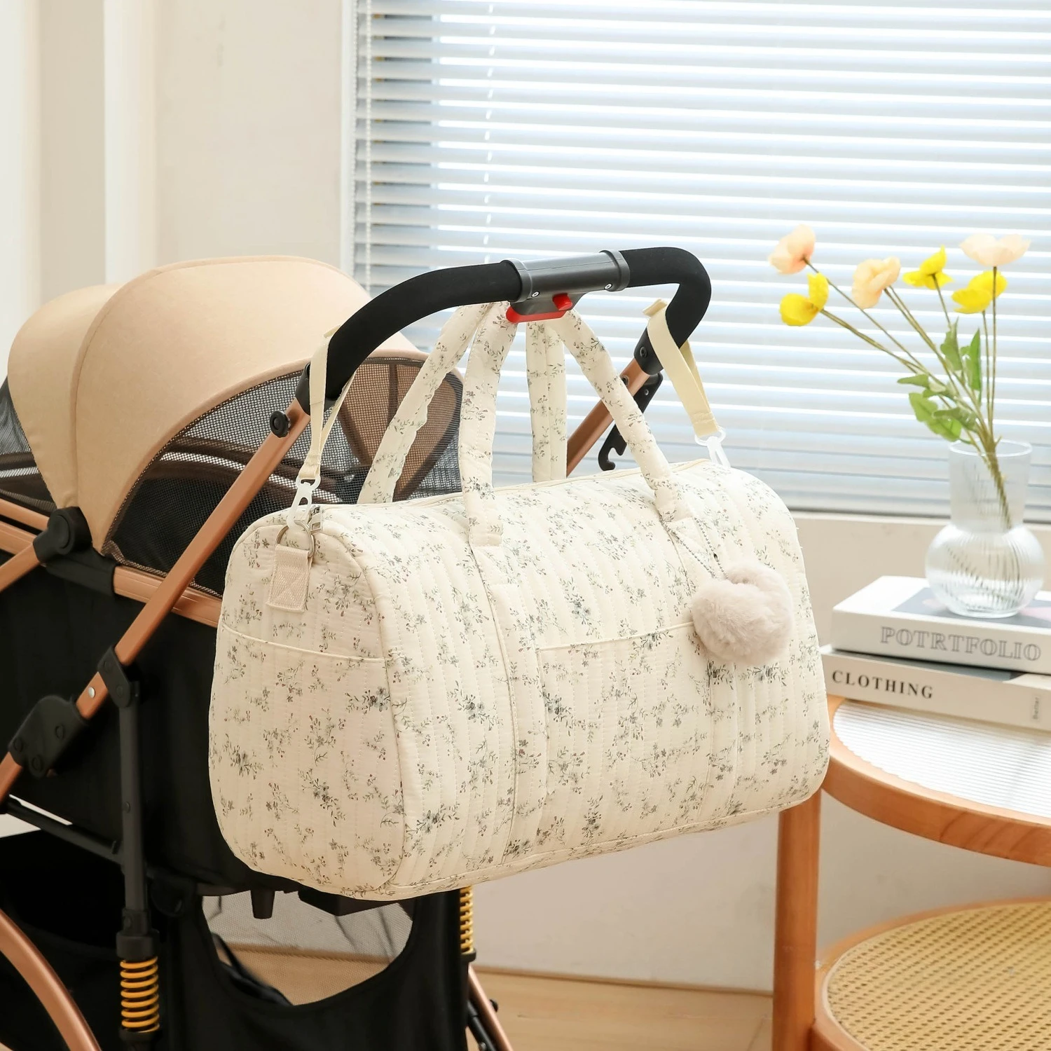 Bolsa de mamá con bordado Flor - Baby Clothing Hamper reseña y precio